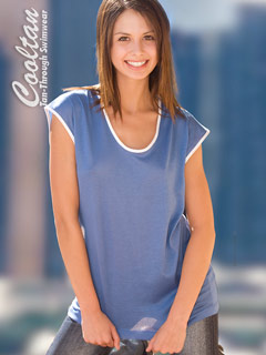 Women Solar Sun Ray Through Blue Scoop Neck #7222 